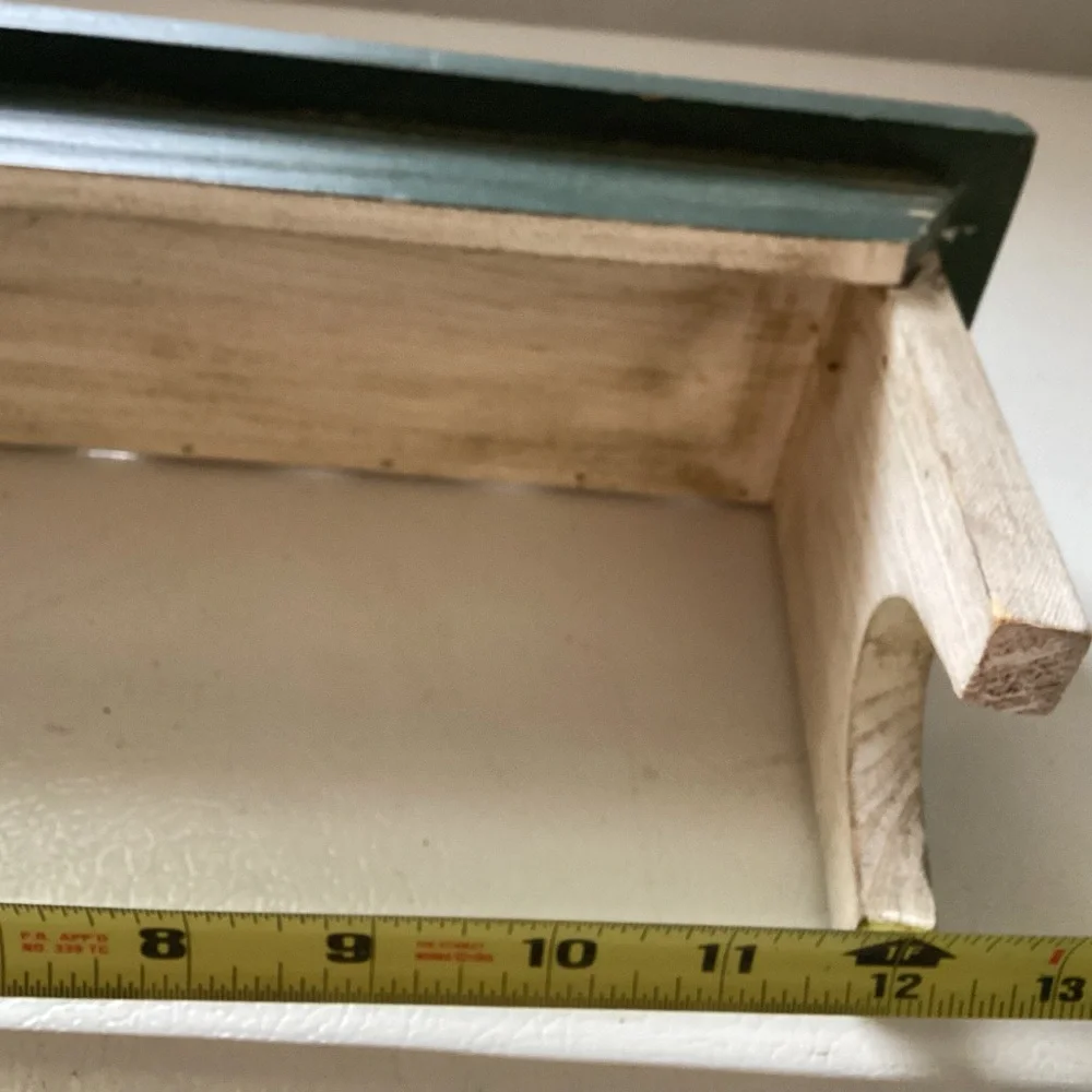 Rustic Green and Cream Wall Shelf with Planter
